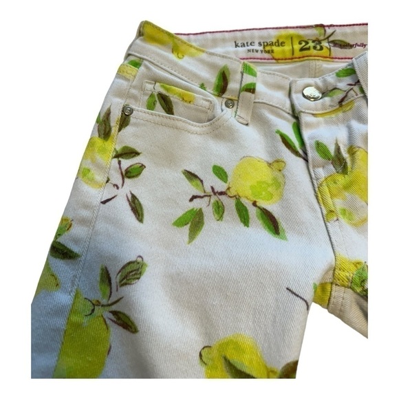 Kate Spade Ankle Length Skinny Jeans With Lemon Print  - Size 23 - Picture 5 of 14